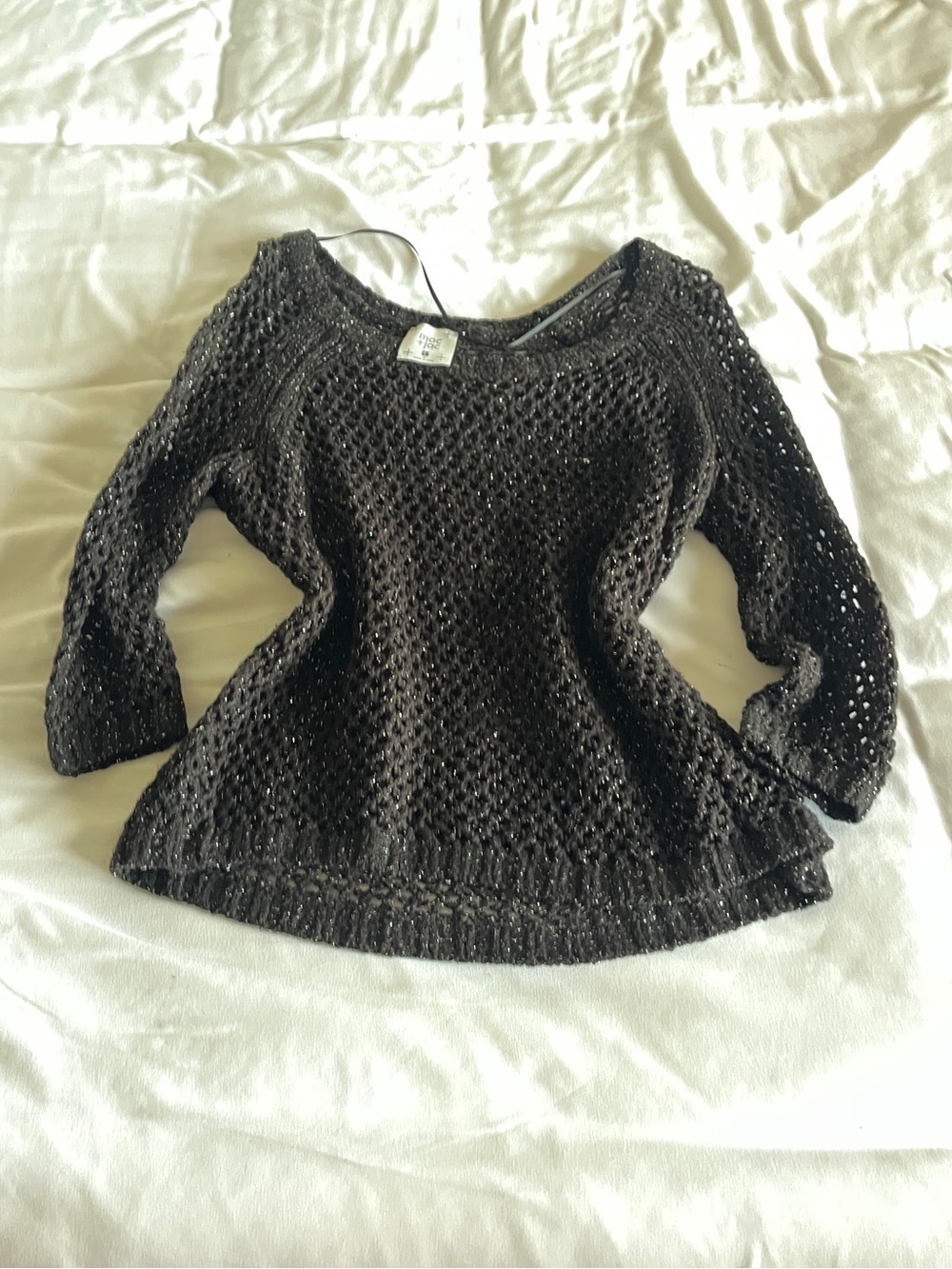 mac & jac Black Open-Knit Scoop Neck Sweater